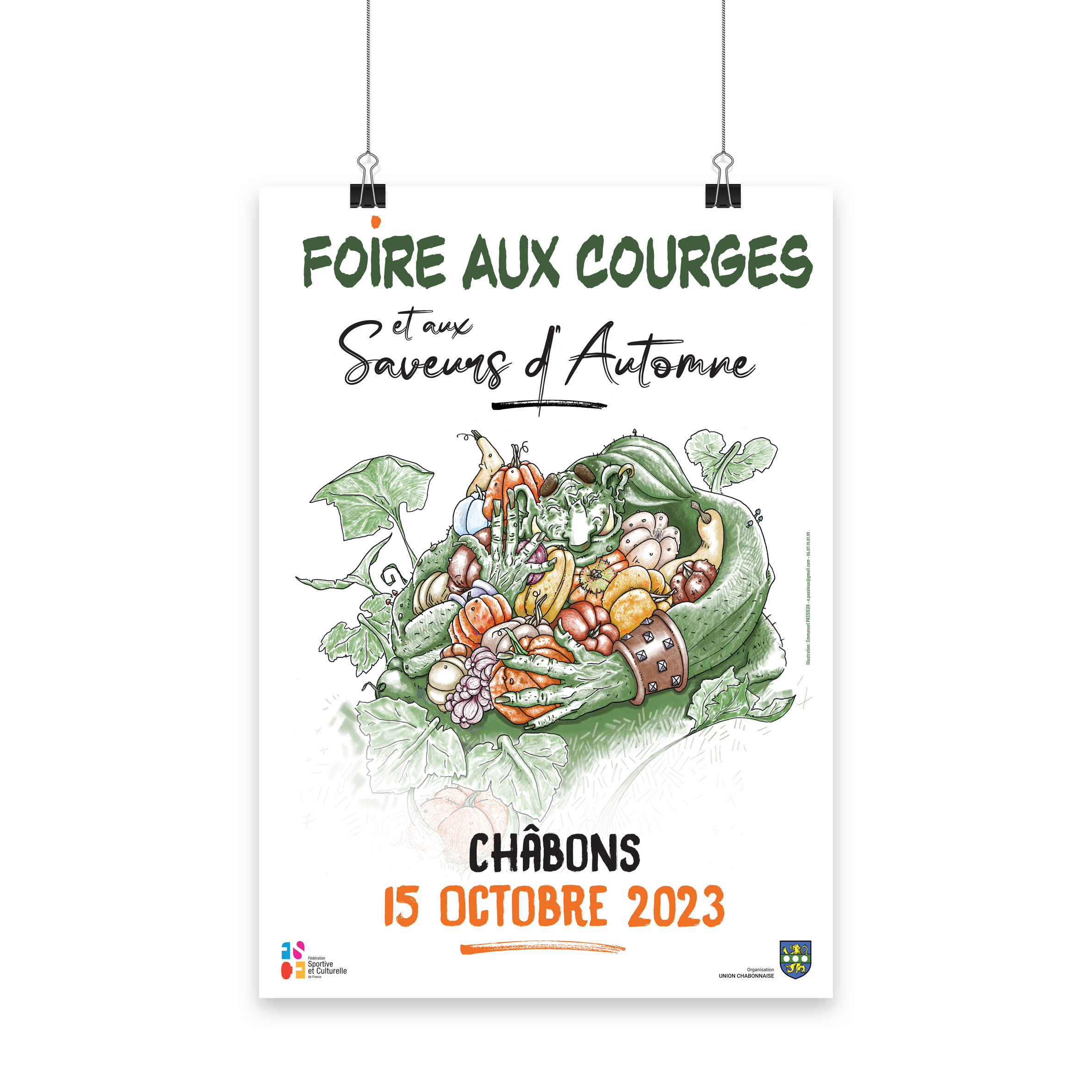 affiche illustré de la 23eme foire aux courges & saveurs d'automne 2023